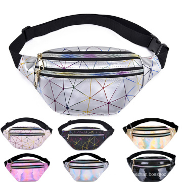 2020 New Style Customized Holographic Pink Silver Women Belt Bag Ladies Waist Pouch